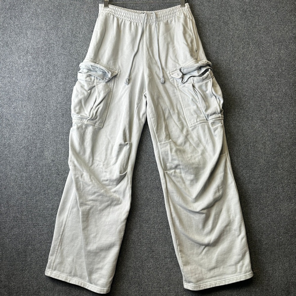Skims Cargo Sweatpants Womens XS Gray Fleece Loungewear Wide Leg Pockets